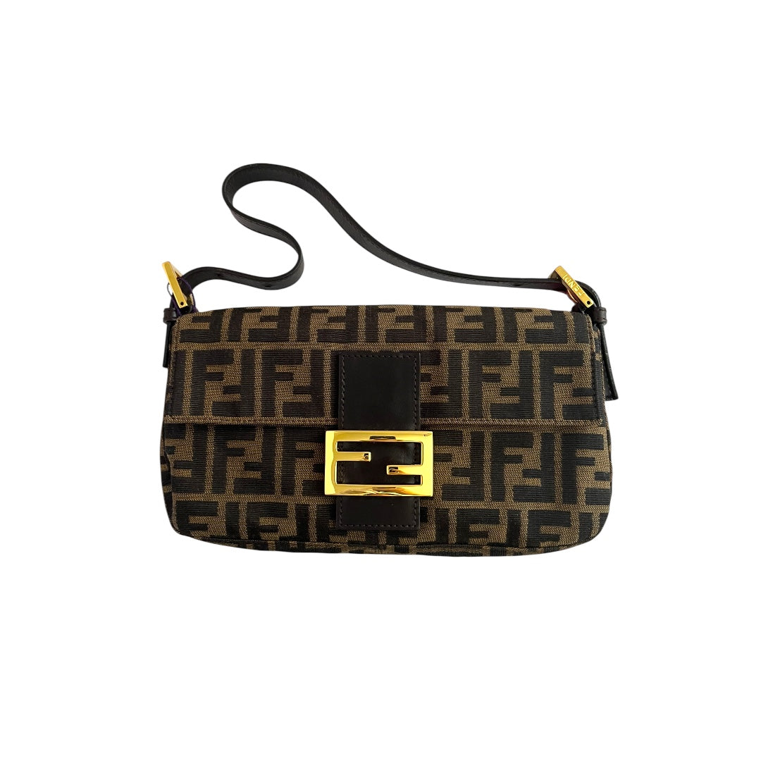 Fendi baguette FF gold hardware shoulder bag